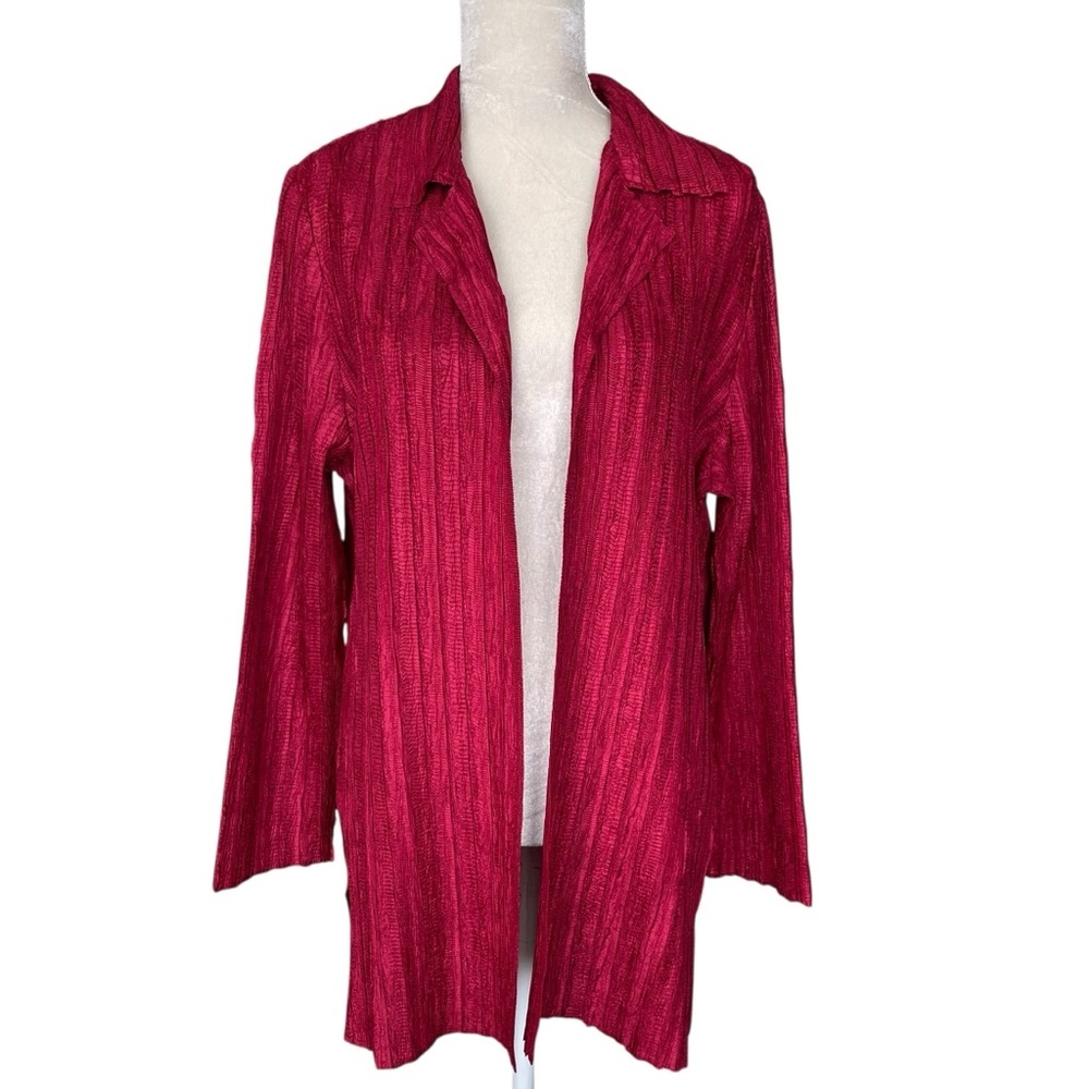 Chico’s Travelers Crushed Emiliana Jacket Rubi Red Women’s Size 2 US L/12